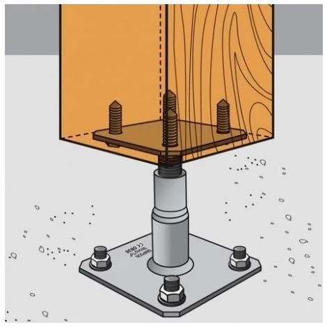 Kit Prêt à Fixer Pied De Poteau Réglable Hauteur 100 à 150 Mm APB100/150 SIMPSON 5 Kit Prêt à Fixer Pied De Poteau Réglable Hauteur 100 à 150 Mm APB100/150 SIMPSON – Image 3