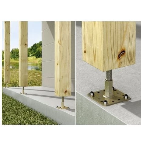 Kit FIX PPRC Prêt à Fixer Pied De Poteau Réglable Hauteur 100 à 150 Mm SIMPSON 4 Kit FIX PPRC Prêt à Fixer Pied De Poteau Réglable Hauteur 100 à 150 Mm SIMPSON – Image 2