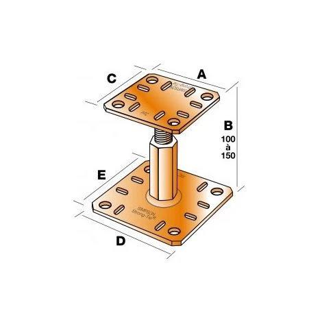 Kit FIX PPRC Prêt à Fixer Pied De Poteau Réglable Hauteur 100 à 150 Mm SIMPSON 7 Kit FIX PPRC Prêt à Fixer Pied De Poteau Réglable Hauteur 100 à 150 Mm SIMPSON – Image 5