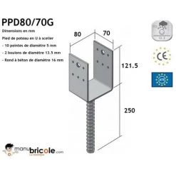 Pied De Poteau En U Larg80 Prof70 - SIMPSON -SIMPSON Soldes Magasin 2119609 2