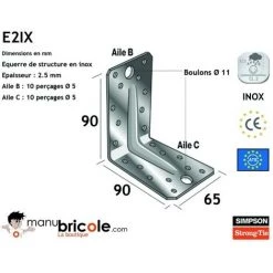 Equerre De Structure ABR90S En INOX 90x90x65x2,5mm - SIMPSON -SIMPSON Soldes Magasin 2119643 3