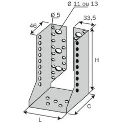 SIMPSON Sabot Ailes Intérieures SAI 340, Longueur 64 Mm, Hauteur 138 Mm, Profondeur 76 Mm, épaisseur 2 Mm -SIMPSON Soldes Magasin 37398970 3